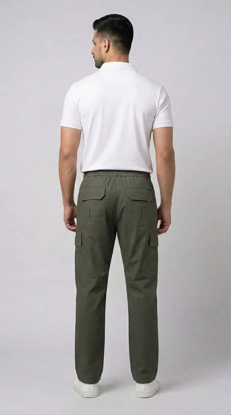 Olive Green Loose Fit Cargo Trouser for Men in Pakistan | AT7X