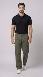 Olive Green Loose Fit Cargo Trouser for Men in Pakistan | AT7X
