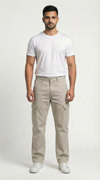 Beige Loose Fit Cargo Pants for Men in Pakistan | AT7X