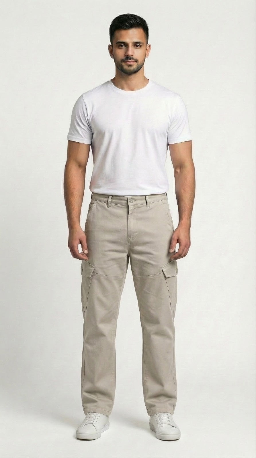 Beige Loose Fit Cargo Pants for Men in Pakistan | AT7X