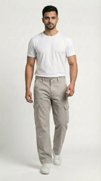 Beige Loose Fit Cargo Pants for Men in Pakistan | AT7X