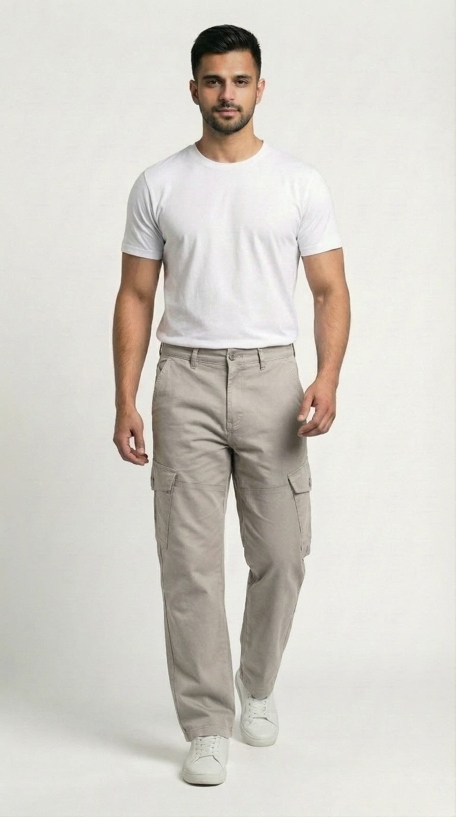 Beige Loose Fit Cargo Pants for Men in Pakistan | AT7X