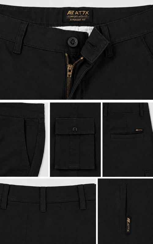 Black Straight Fit Cargo Pants for Men in Pakistan | AT7X