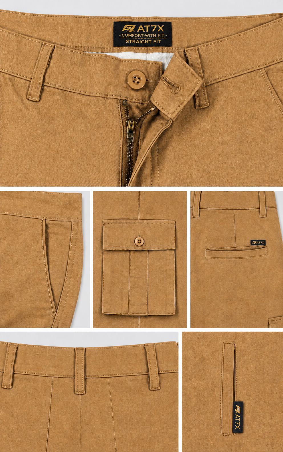 Camel Straight Fit Cargo Pants for Men in Pakistan | AT7X