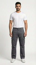Grey Loose Fit Cargo Pants for Men in Pakistan | AT7X