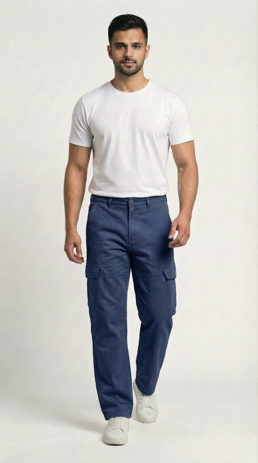 Blue Loose Fit Cargo Pants for Men in Pakistan | AT7X