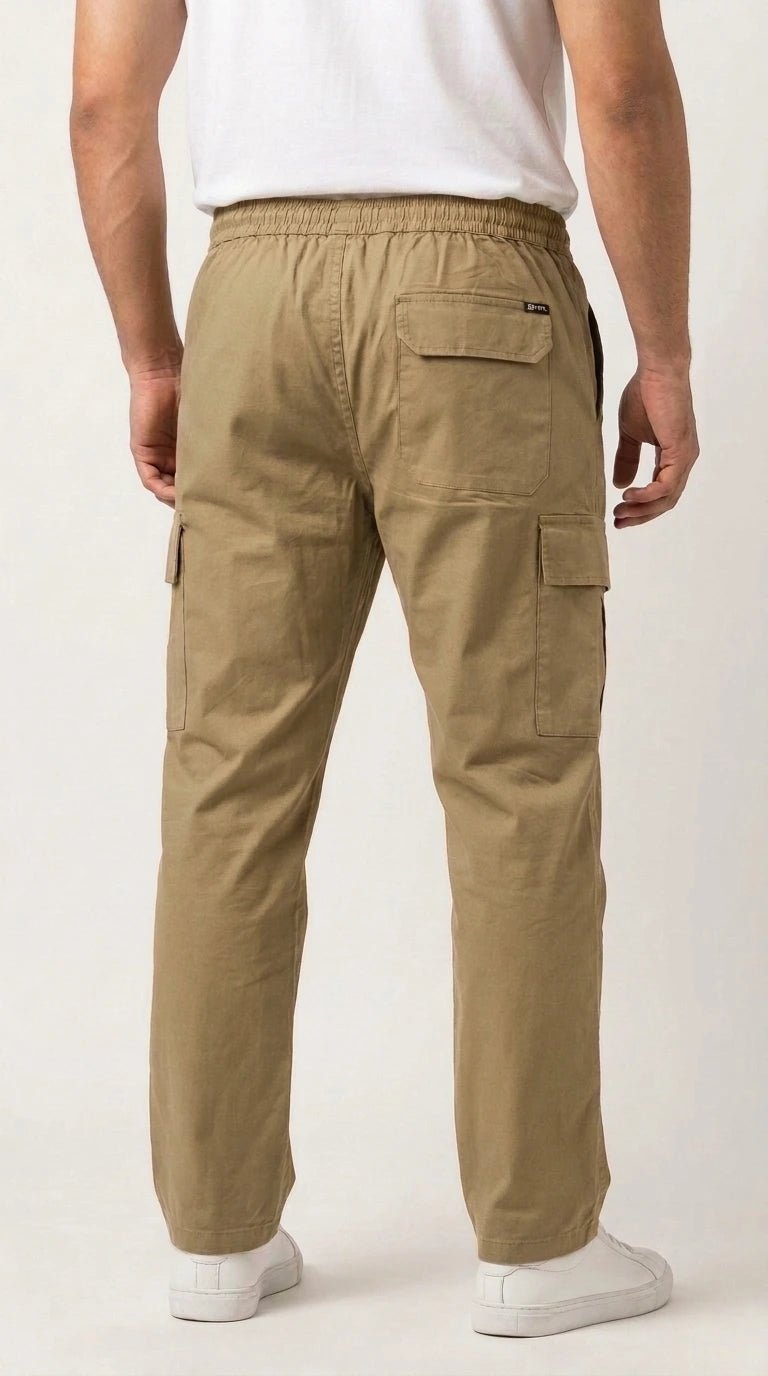 Khaki Classic Loose Fit Cargo Trouser for Men in Pakistan | AT7X