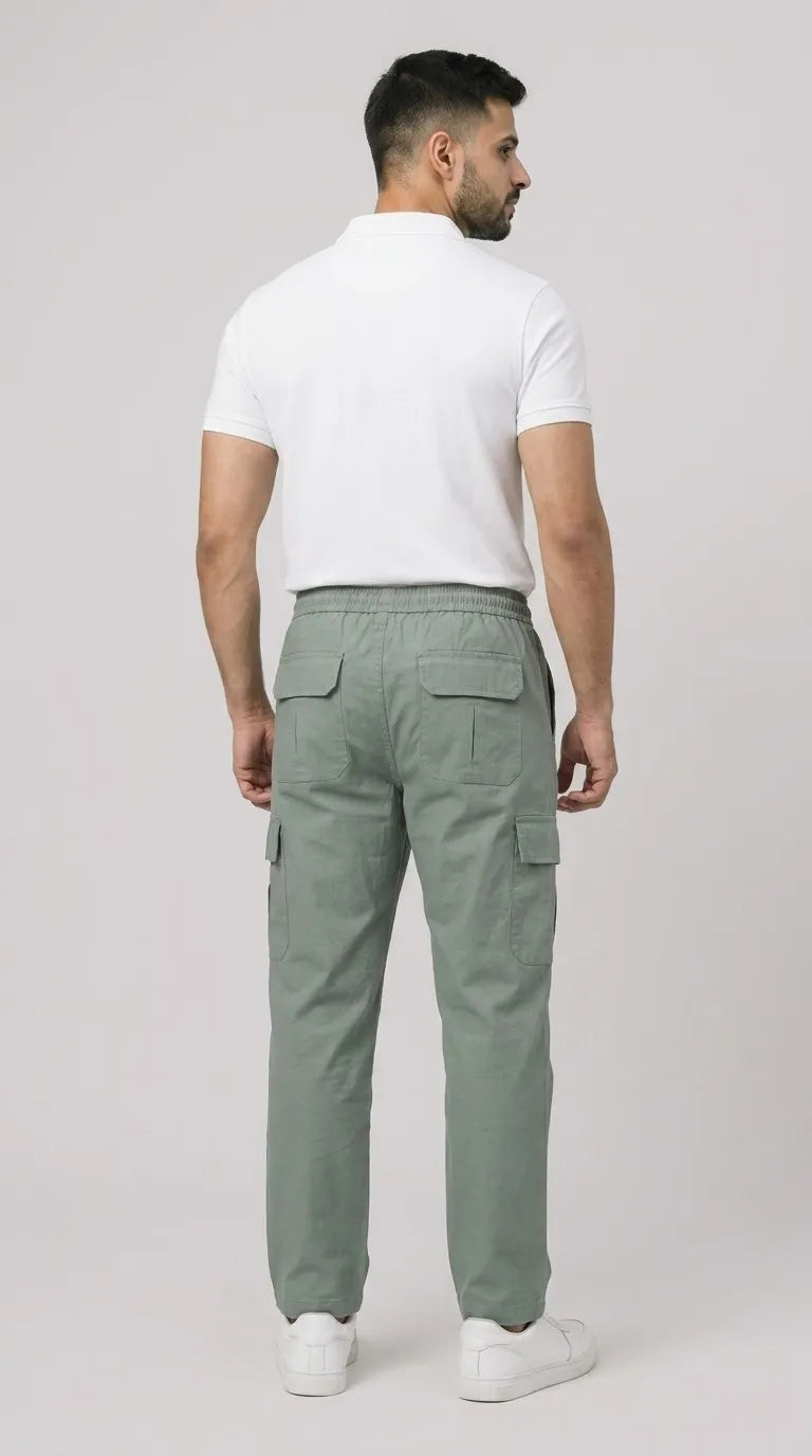 Light Green Loose Fit Cargo Trouser for Men in Pakistan | AT7X