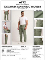 AT7X light green 5 pocket loose fit cargo trouser outfit data sheet, 97 percent cotton twill specification