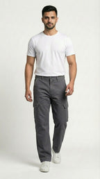 Grey Loose Fit Cargo Pants for Men in Pakistan | AT7X