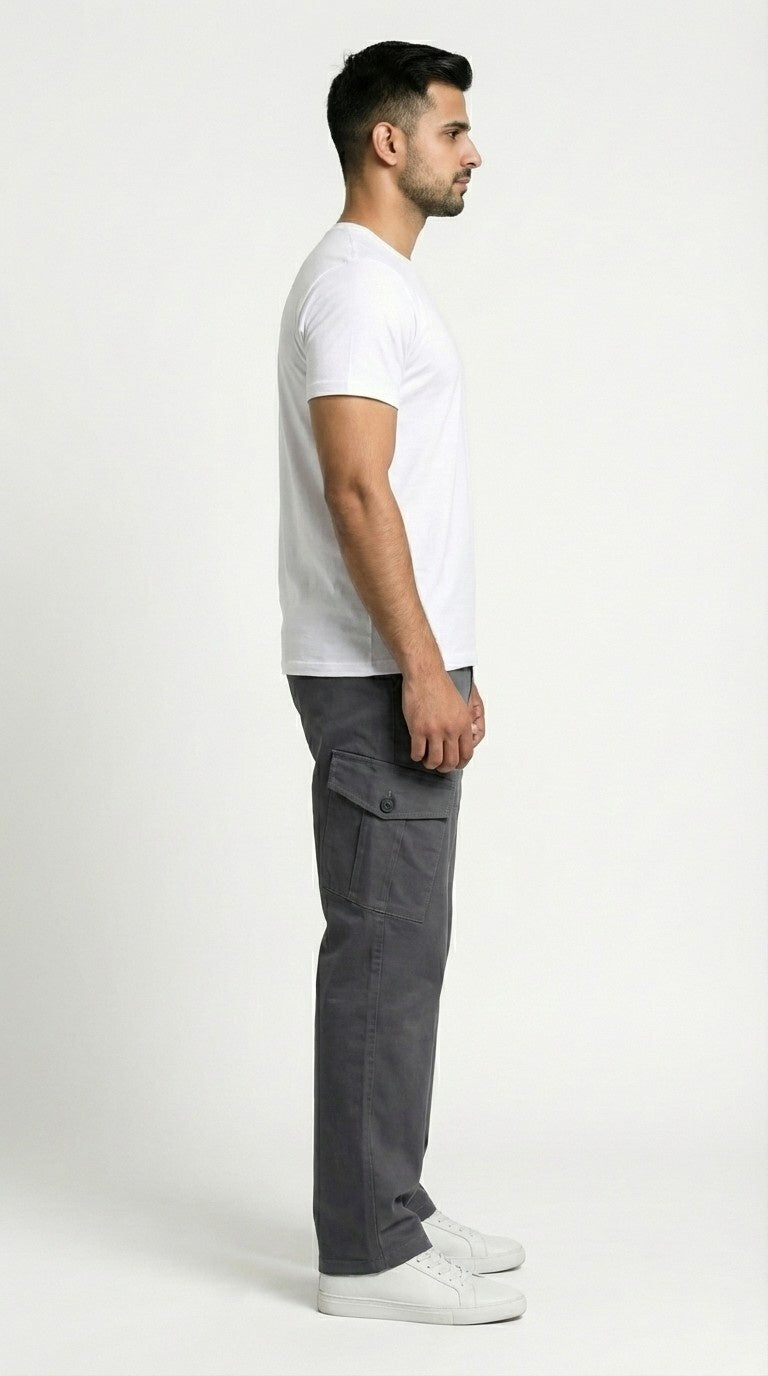 Grey Loose Fit Cargo Pants for Men in Pakistan | AT7X