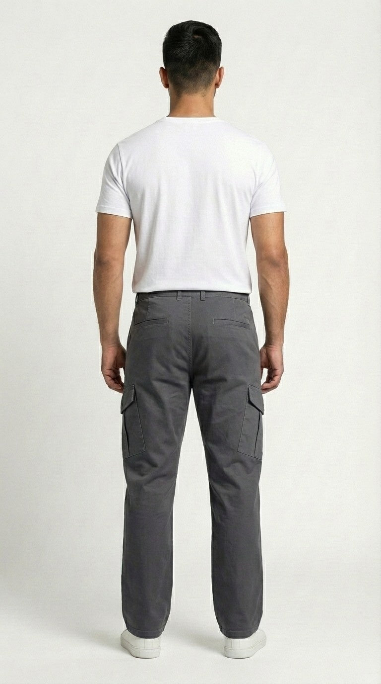 Grey Loose Fit Cargo Pants for Men in Pakistan | AT7X