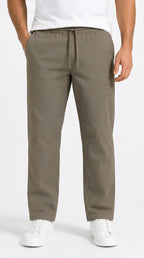 AT7X stone grey slim fit plain trouser for men, front view, Pakistan