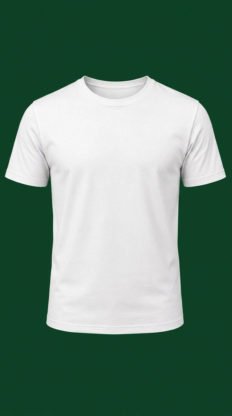White Round Neck T-Shirt for Men in Pakistan | AT7X