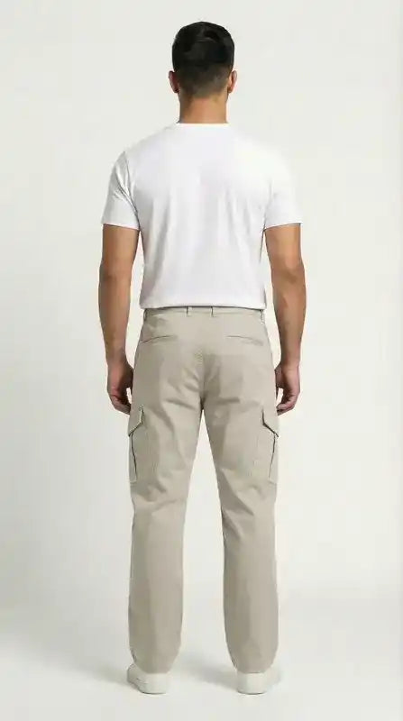 Beige Loose Fit Cargo Pants for Men in Pakistan | AT7X