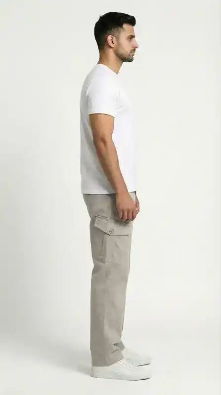 Beige Loose Fit Cargo Pants for Men in Pakistan | AT7X