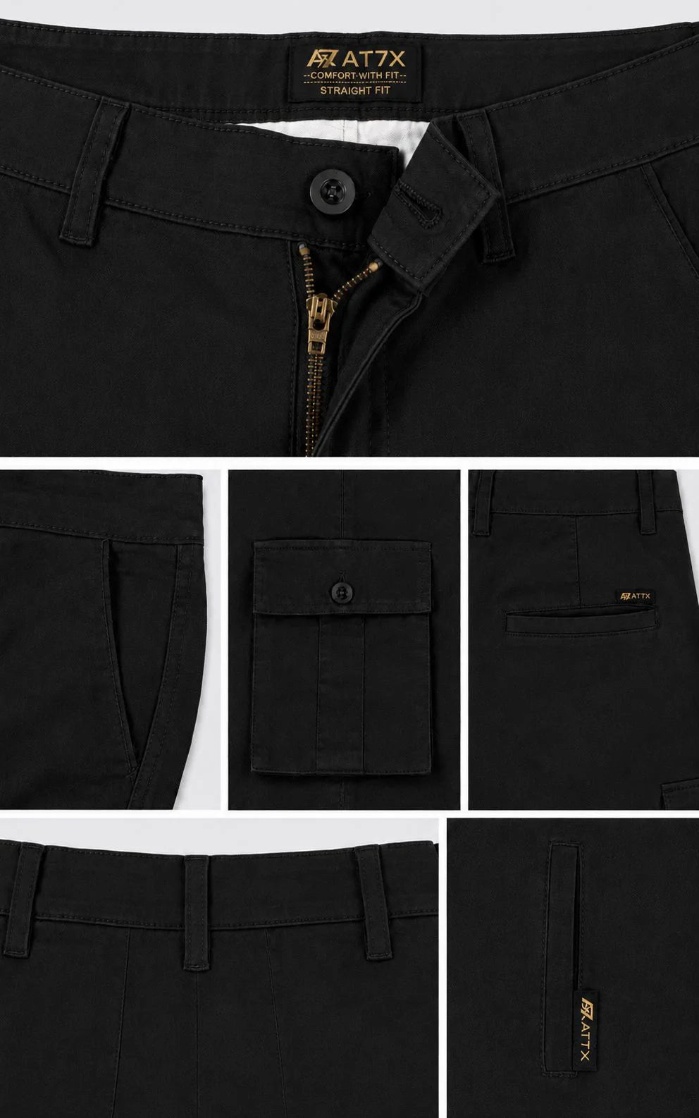 Black Straight Fit Cargo Pants for Men in Pakistan | AT7X