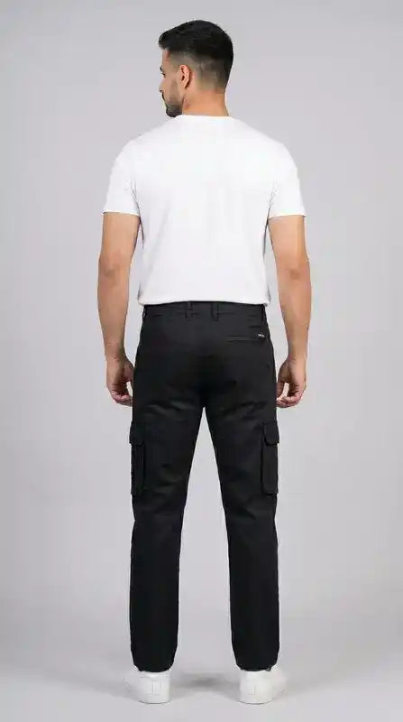 Black Straight Fit Cargo Pants for Men in Pakistan | AT7X