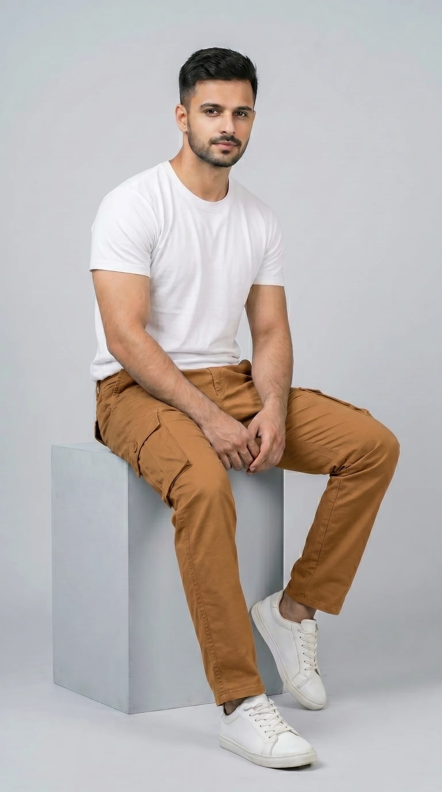 Camel Straight Fit Cargo Pants for Men in Pakistan | AT7X