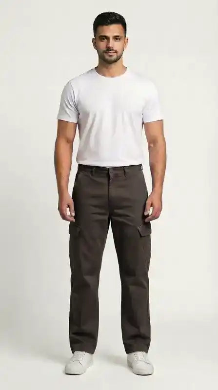 Chocolate Brown Loose Fit Cargo Pants for Men in Pakistan | AT7X