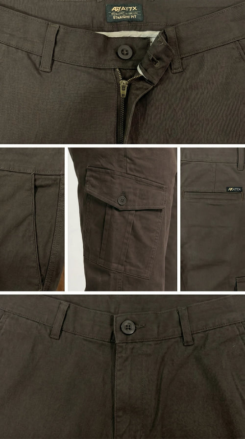 Choclate Brown Loose Fit Cargo Pants for Men in Pakistan | AT7X