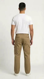 Khaki Beige Loose Fit Cargo Pants for Men in Pakistan | AT7X
