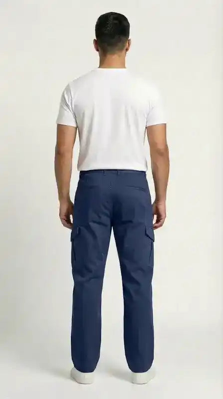 Navy Blue Loose Fit Cargo Pants for Men in Pakistan | AT7X