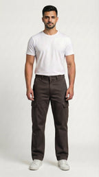 Choclate Brown Loose Fit Cargo Pants for Men in Pakistan | AT7X