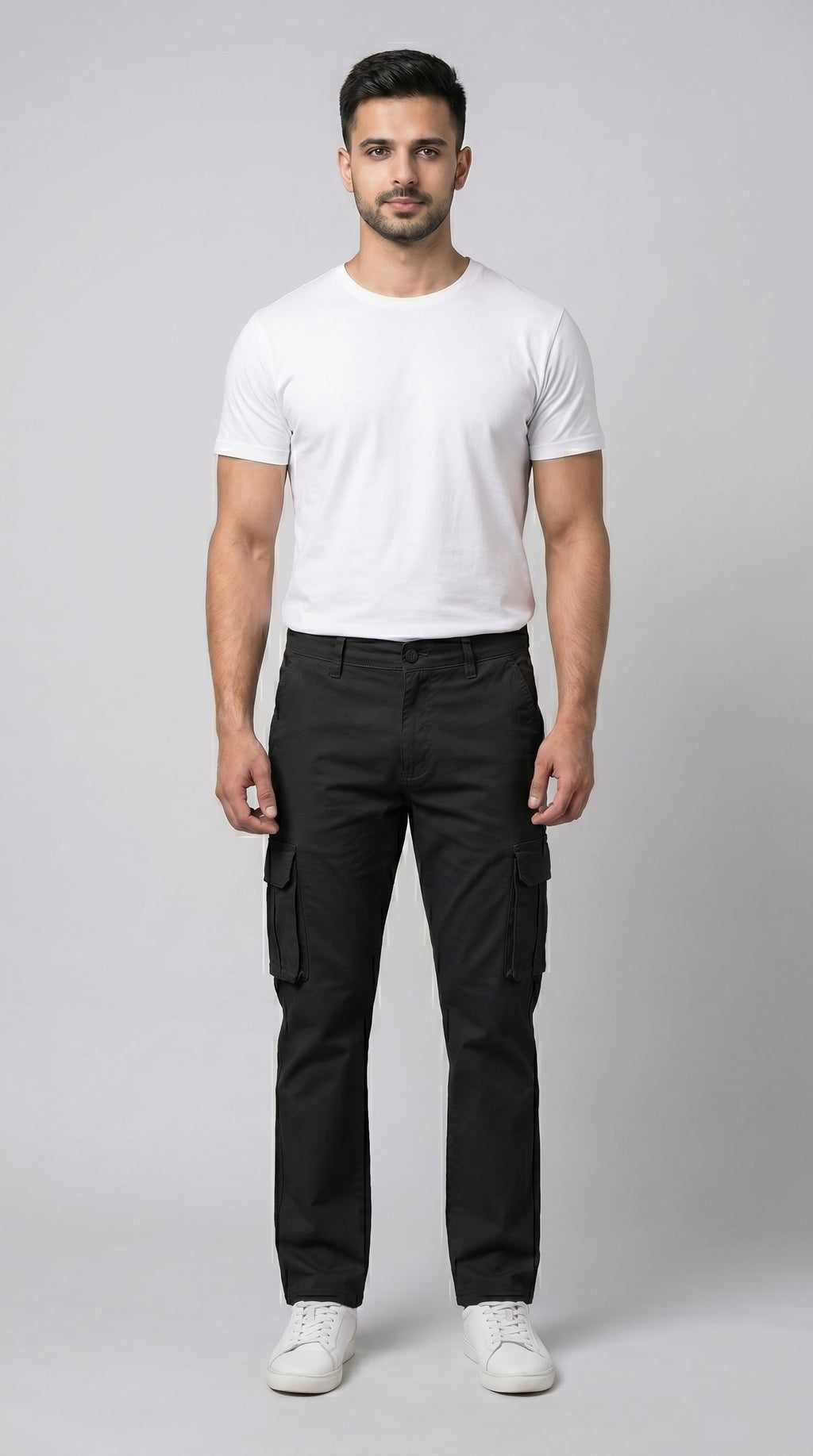Black Straight Fit Cargo Pants for Men in Pakistan | AT7X
