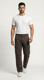 Choclate Brown Loose Fit Cargo Pants for Men in Pakistan | AT7X