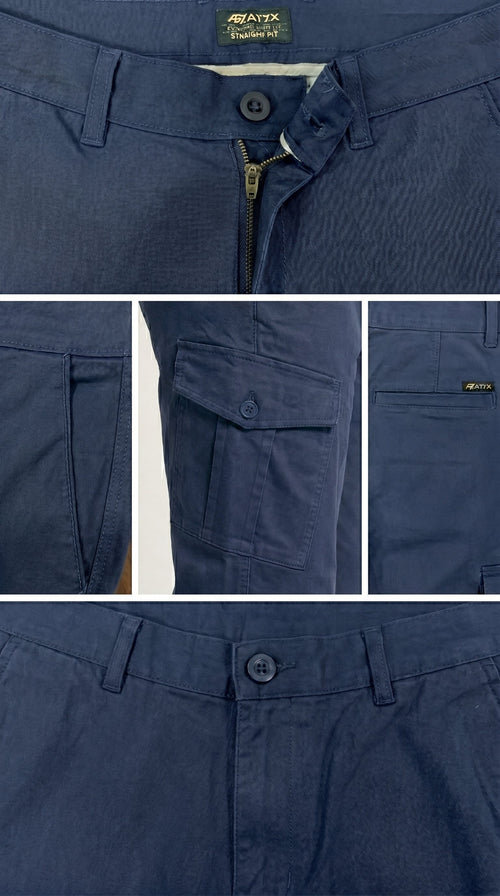 Blue Loose Fit Cargo Pants for Men in Pakistan | AT7X