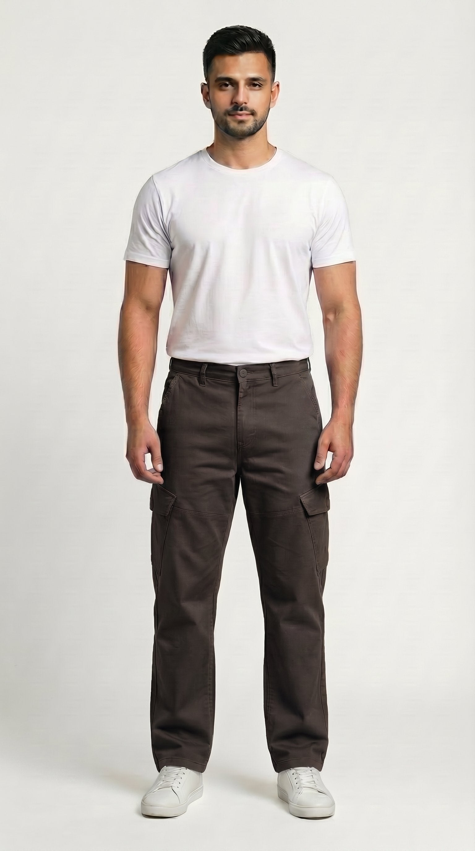 Choclate Brown Loose Fit Cargo Pants for Men in Pakistan | AT7X