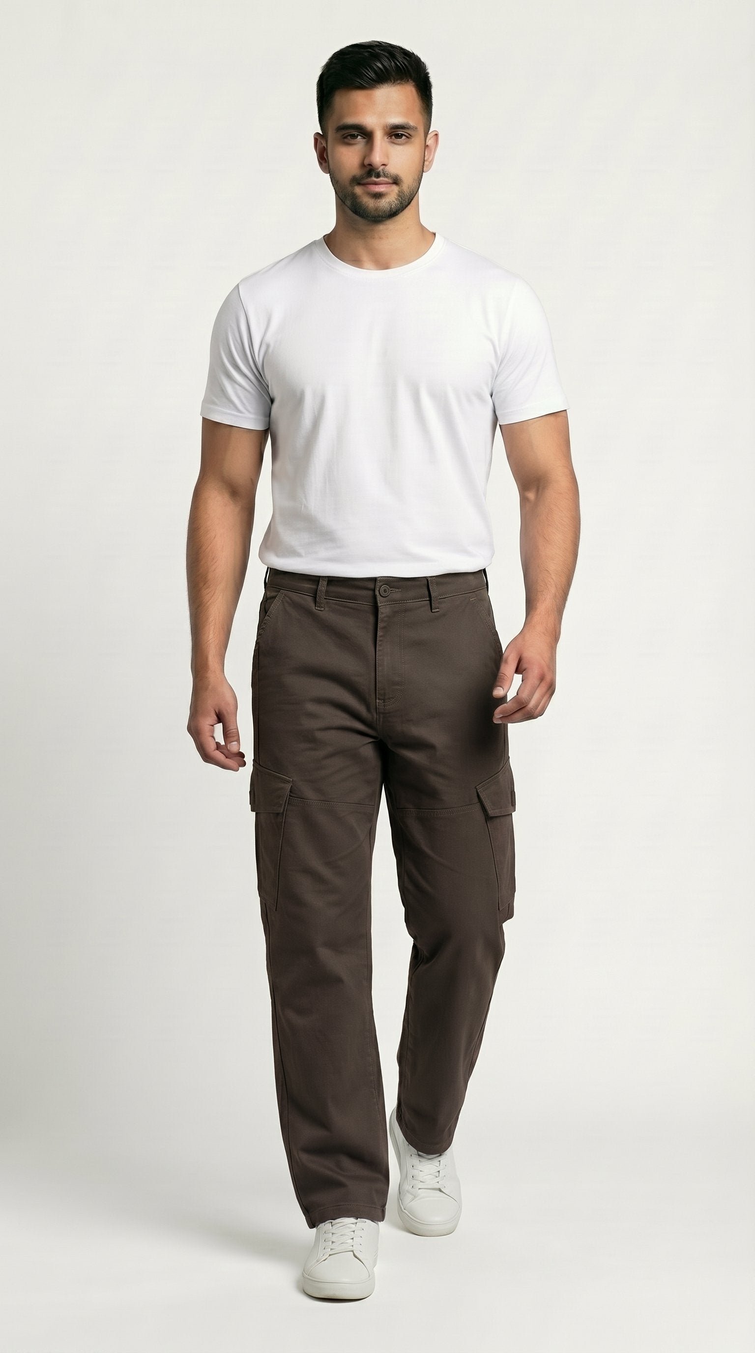 Choclate Brown Loose Fit Cargo Pants for Men in Pakistan | AT7X