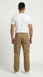 Khaki Beige Loose Fit Cargo Pants for Men in Pakistan | AT7X
