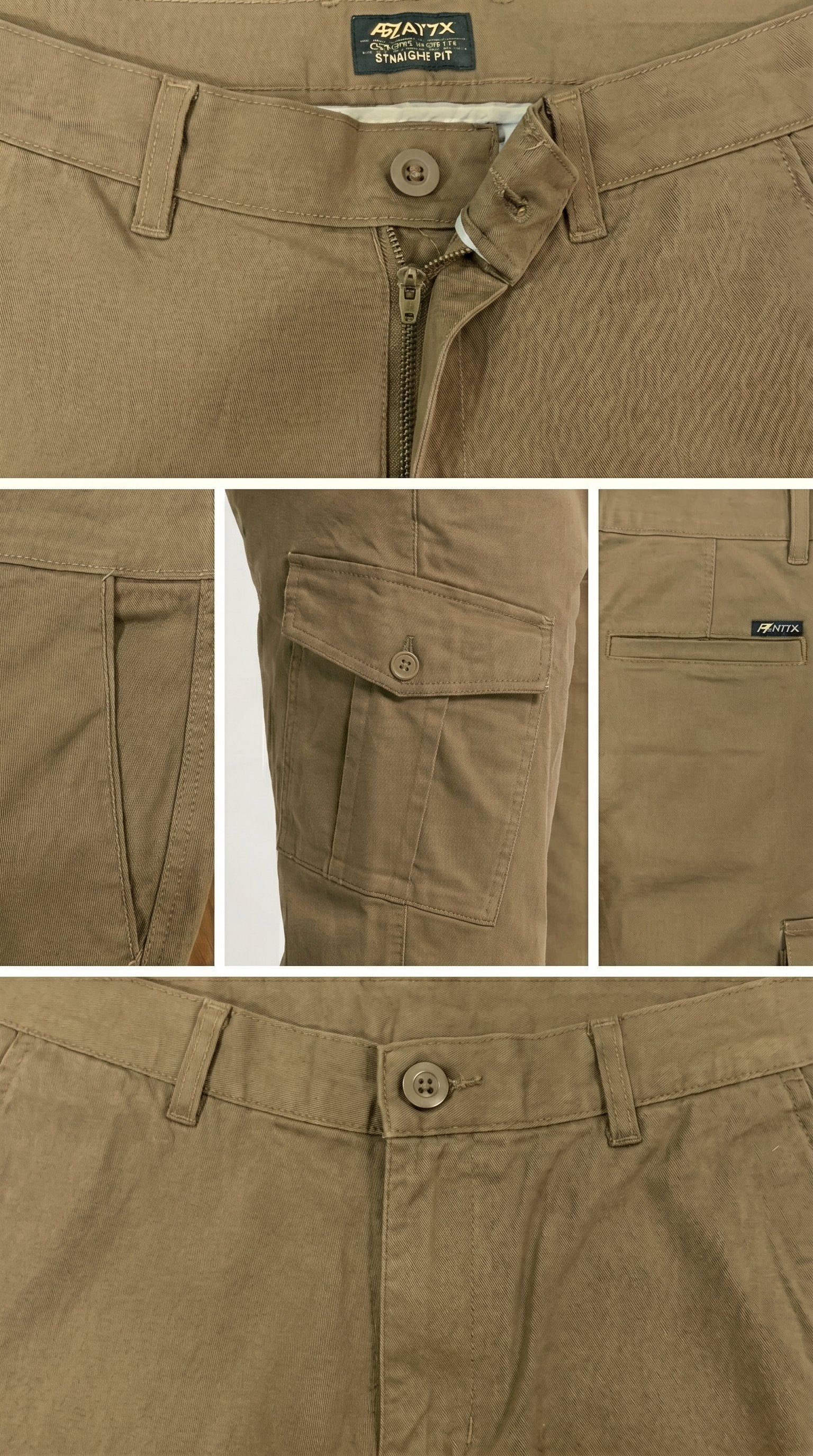 Khaki Beige Loose Fit Cargo Pants for Men in Pakistan | AT7X