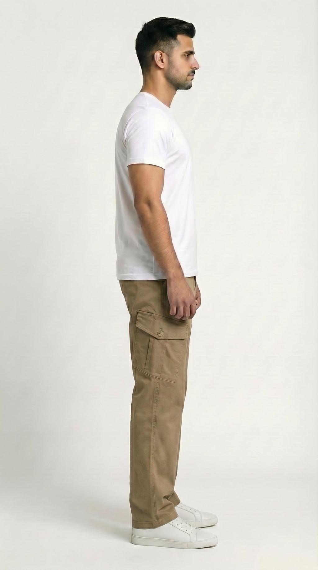 Khaki Beige Loose Fit Cargo Pants for Men in Pakistan | AT7X