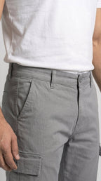 Light Grey Straight Fit Cargo Pants for Men in Pakistan | AT7X