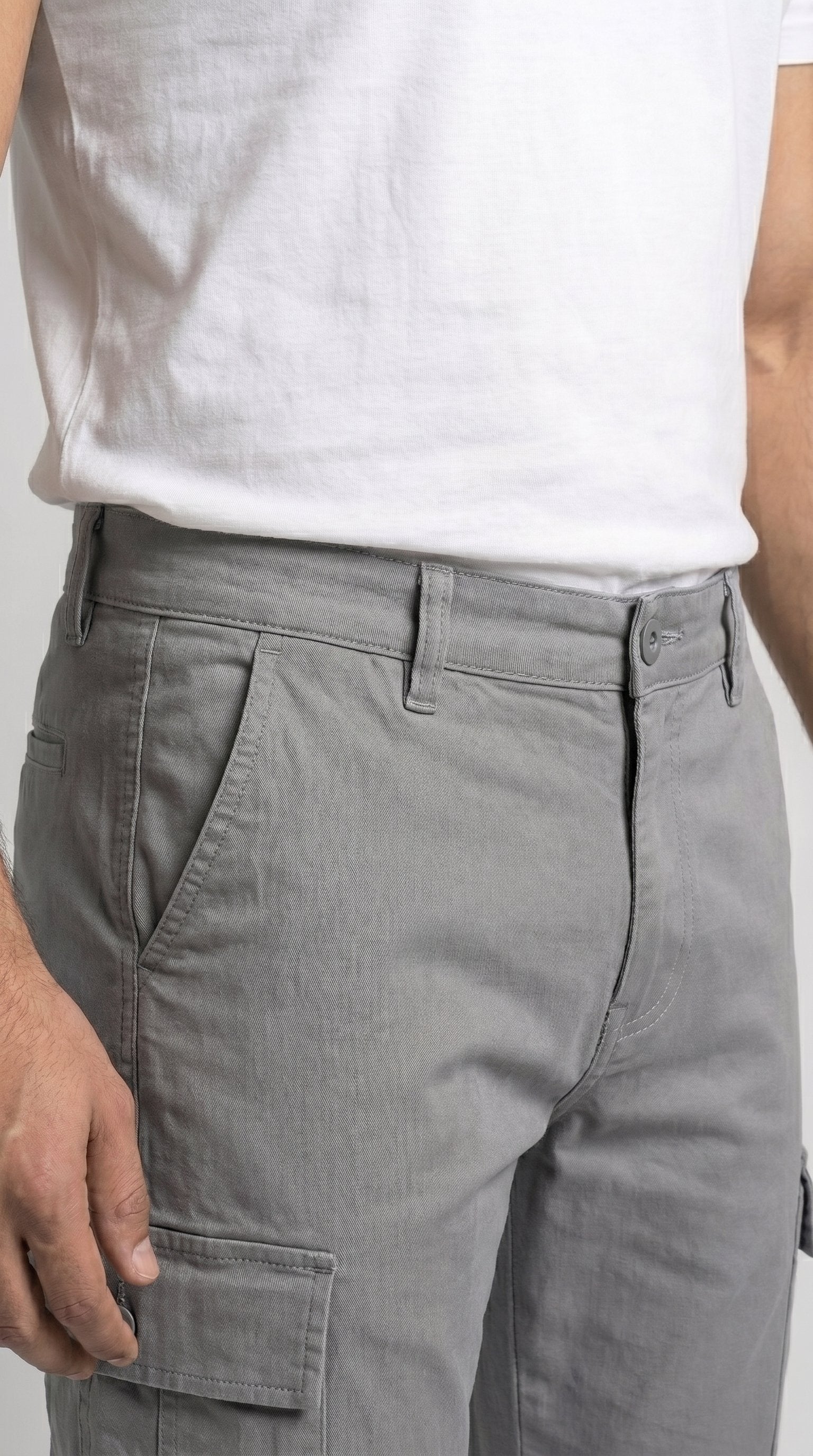 Light Grey Straight Fit Cargo Pants for Men in Pakistan | AT7X