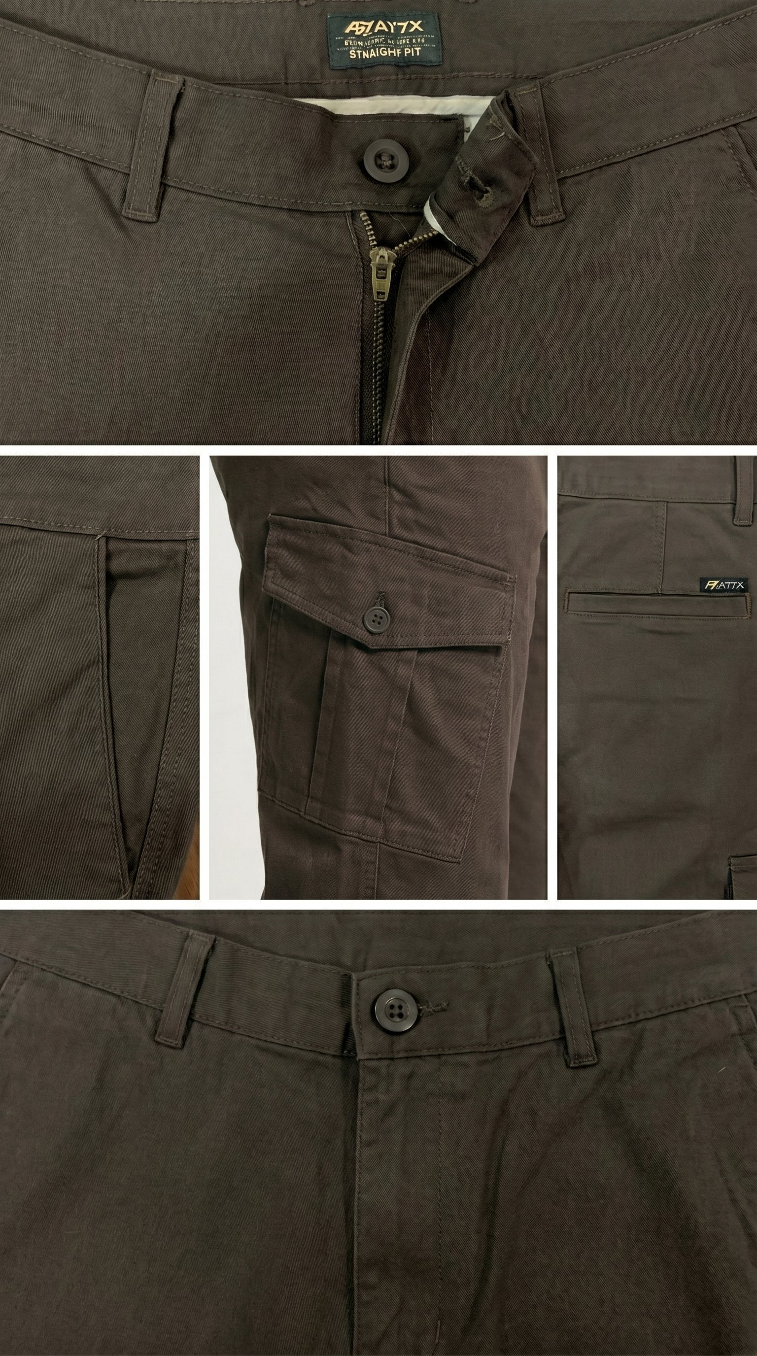 Choclate Brown Loose Fit Cargo Pants for Men in Pakistan | AT7X