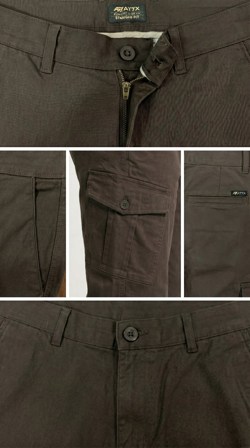 Choclate Brown Loose Fit Cargo Pants for Men in Pakistan | AT7X