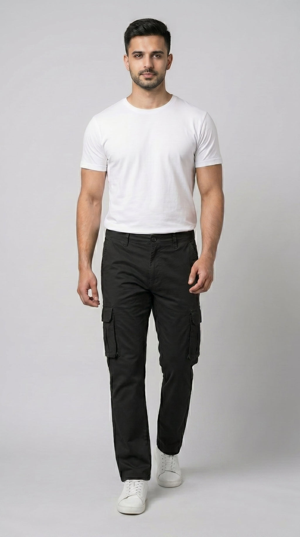 Black Straight Fit Cargo Pants for Men in Pakistan | AT7X