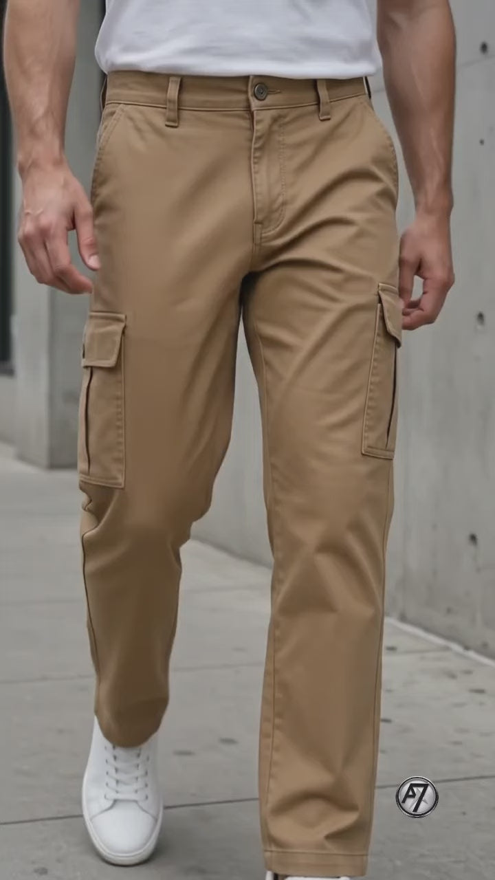 Camel Straight Fit Cargo Pants for Men in Pakistan | AT7X