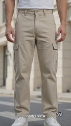 Beige Loose Fit Cargo Pants for Men in Pakistan | AT7X