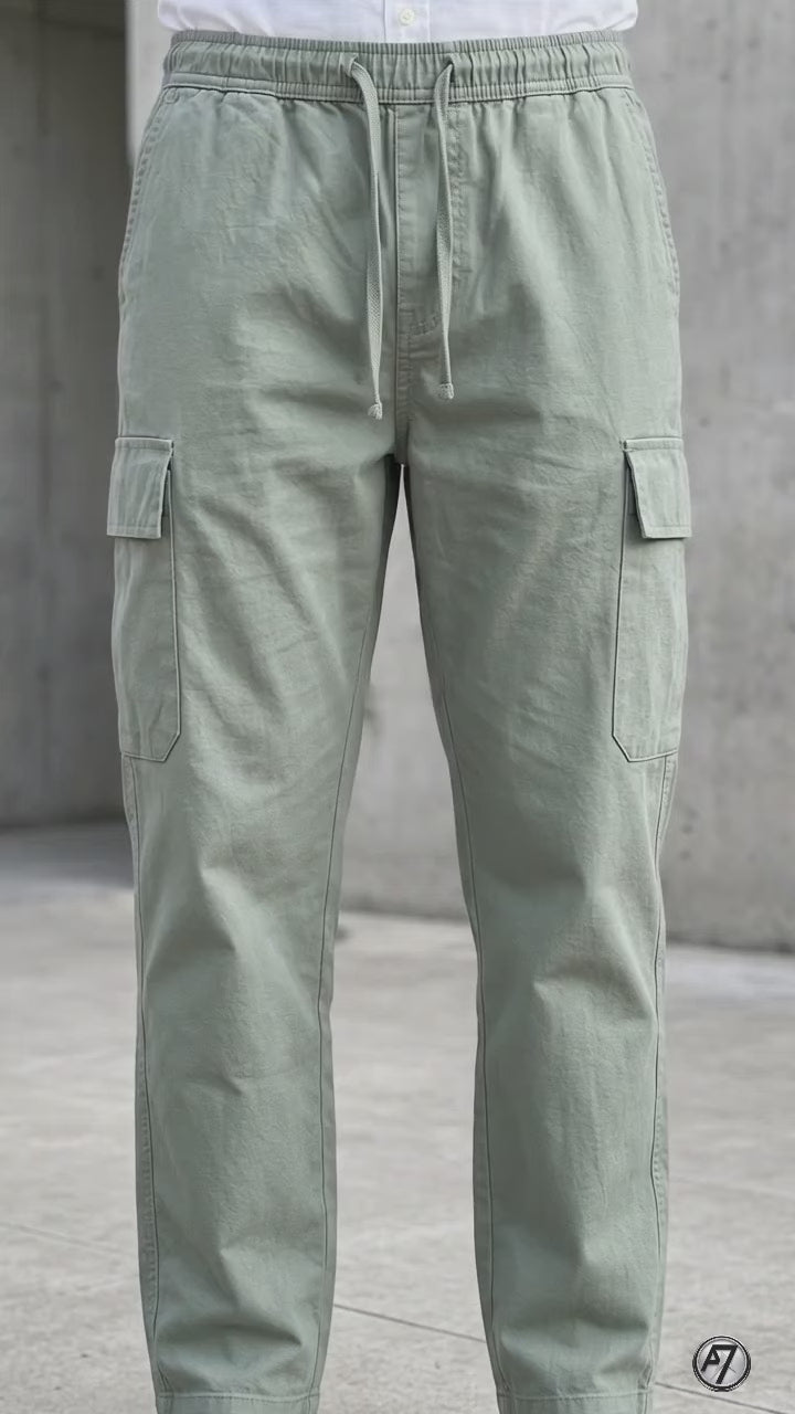 Light Green Loose Fit Cargo Trouser for Men in Pakistan | AT7X
